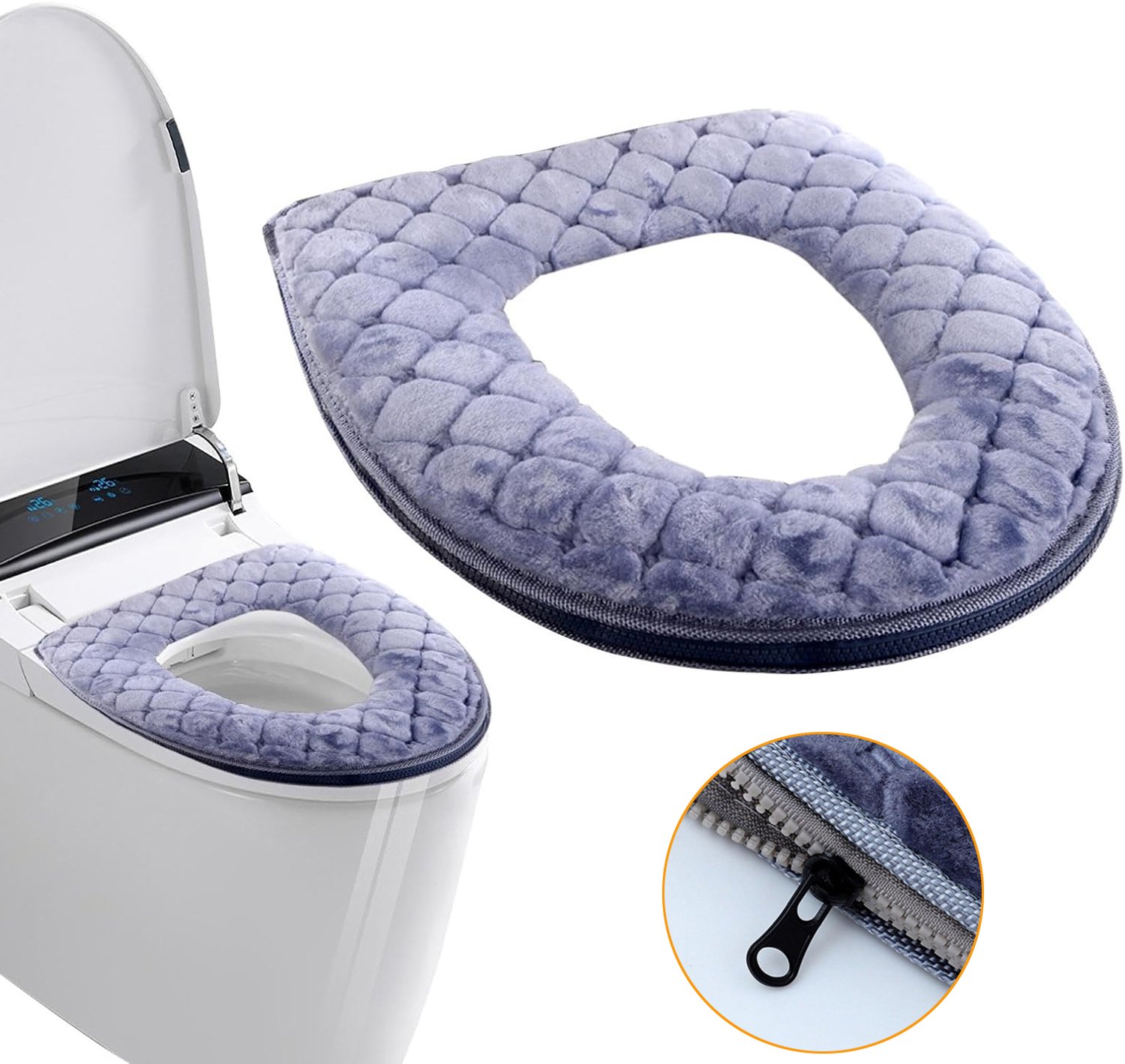 Zacht Toiletbrilhoes - Wasbare En Comfortabele Wc-Brilhoes - Warmere Toiletbrilpads - Herbruikbare Wc-Brilhoezen Met Rits