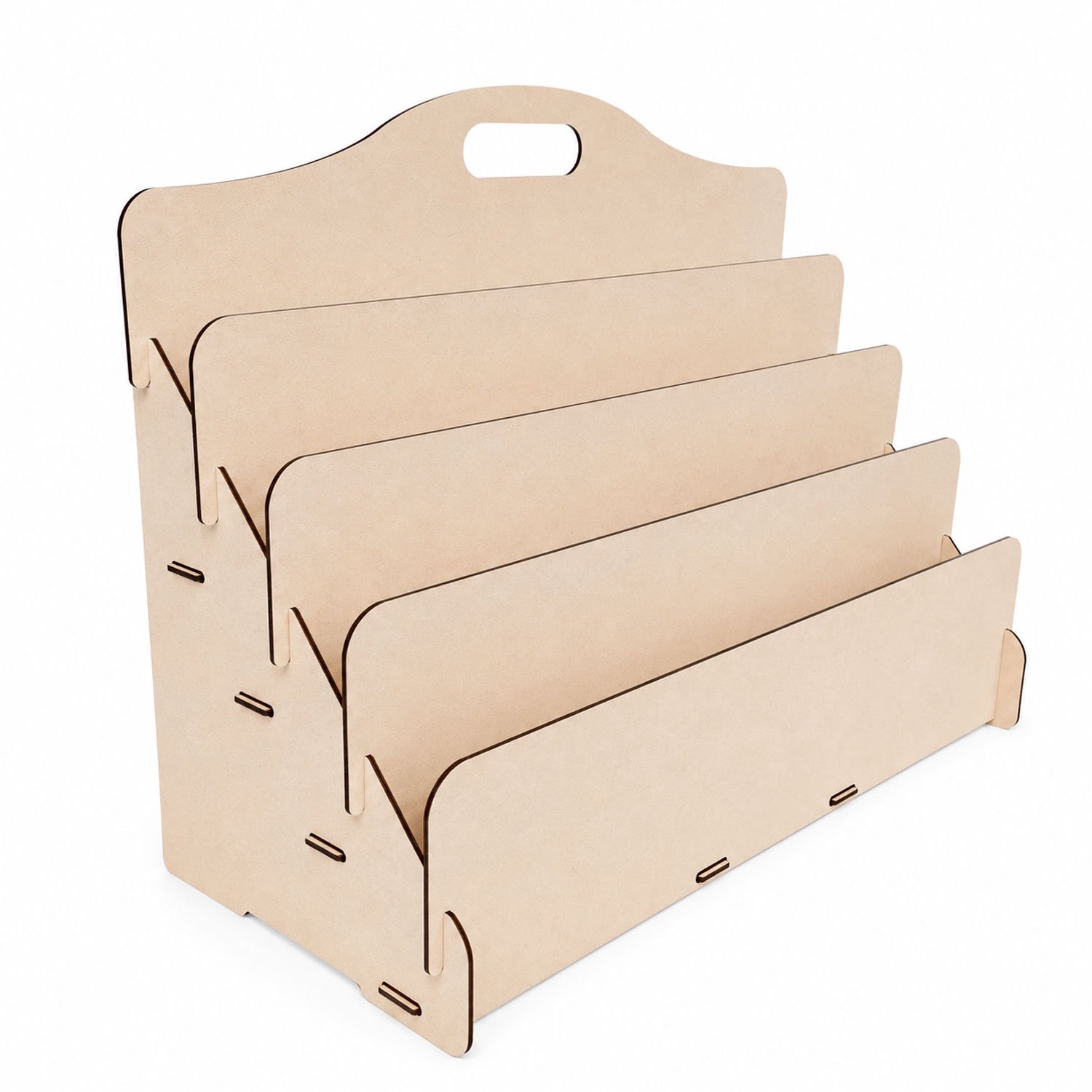 Jungengel Montessori Kinderboekenkast 4 Vakken - Boekenrek Kind Kinderkamer Speelkamer - Boekenstandaard met Handvat MDF 45x20x35 cm - Voorkant Boeken Zichtbaar - Zonder Schroeven Stecksysteem - Cadeau Leeshoek Peuter