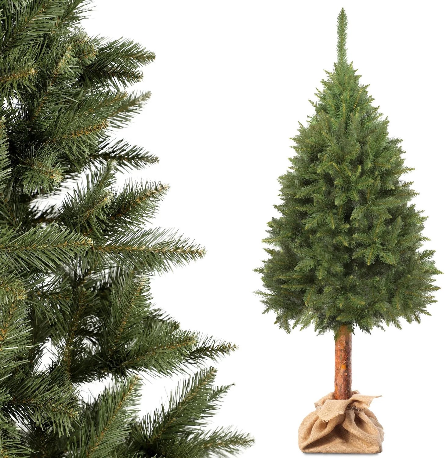 Atlasyx kerstboom - Kerstversiering - Kunstkerstboom - Kerst decoraties - Grenenhout - Stabiele Voet - Jute Afwerking - 180 cm