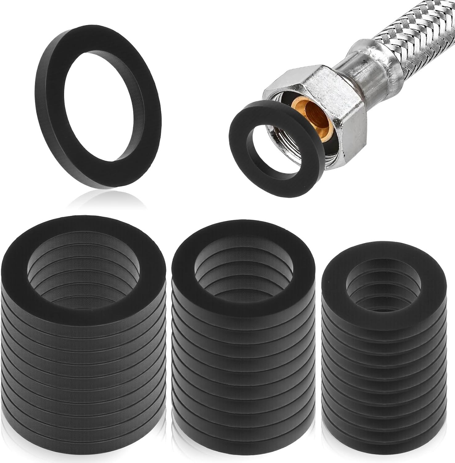 30 Stuks Sealing Rings voor 1/2 Inch, 3/4 Inch en 1 Inch - Rubberafdichtingen voor Douchekop, Wastafelafvoer en Pomp met Silicoenmateriaal