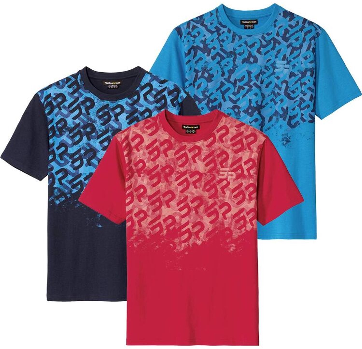 ATLAS FOR MEN - Set van 3 sportieve T-shirts - Heren - Verkrijgbaar in grote maten - XXL