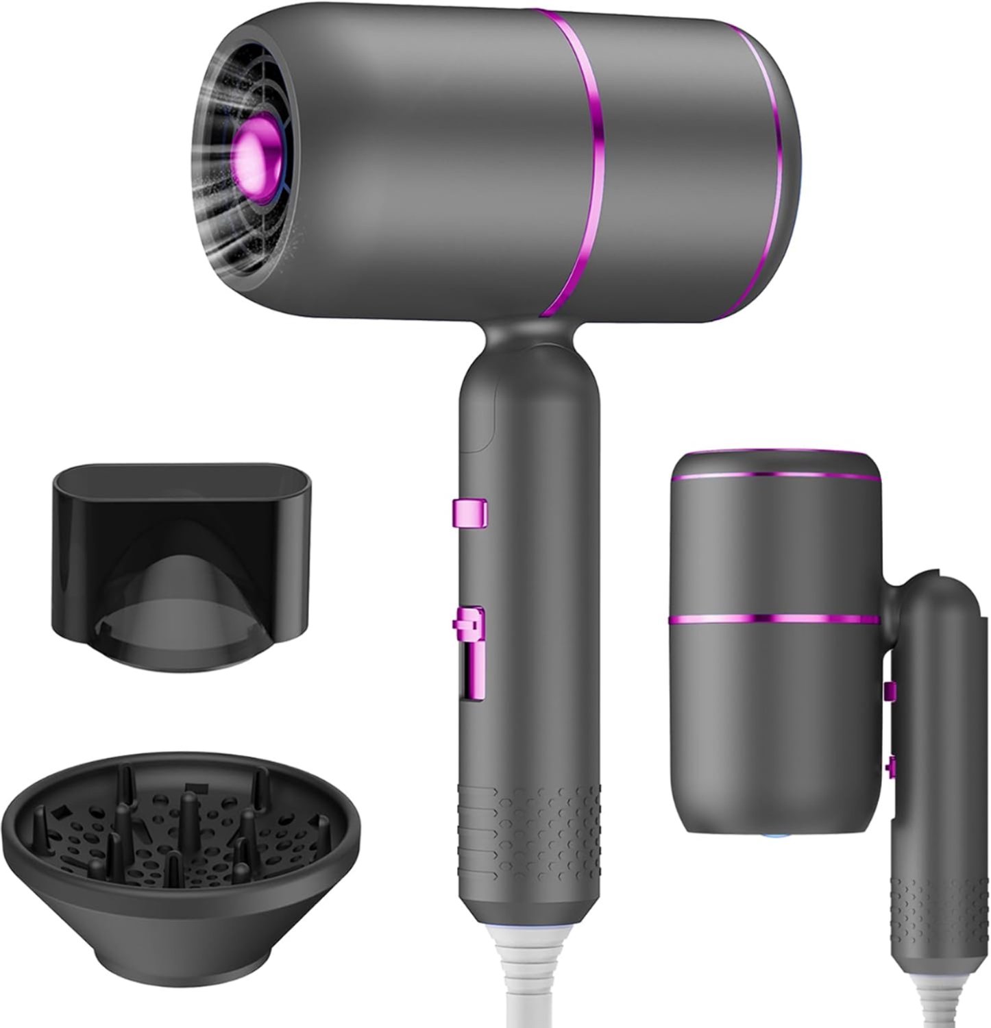 Levo® Fohn met Diffuser Krullen - Fohn met Diffuser - Fohn - Grijs Paars - 10cm x 5cm x 5cm