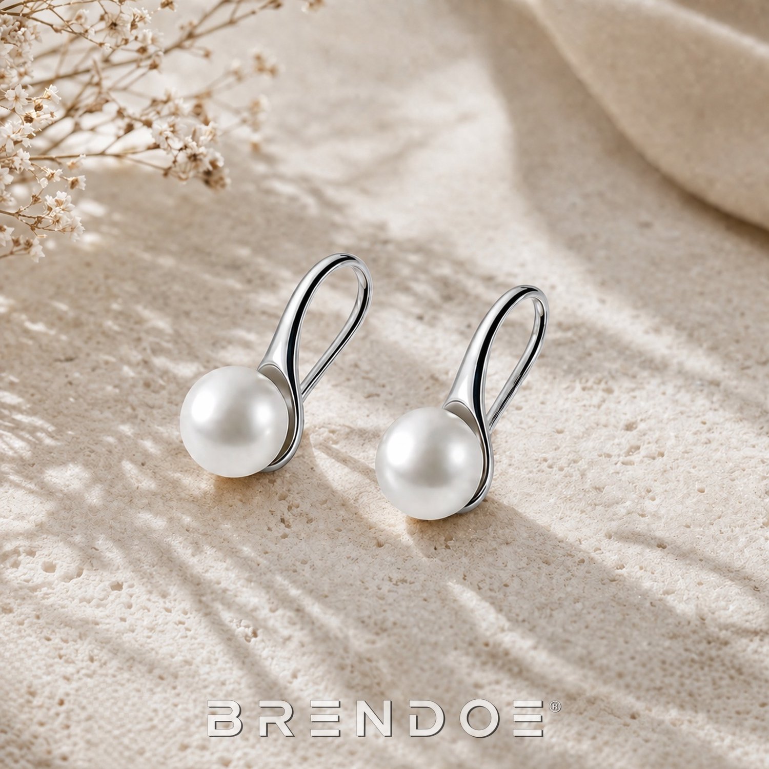 Brendoe Parel Oorbellen Dames Zilver - Hangoorbellen - Koperen Oorhangers - Geometrisch Design - Elegant