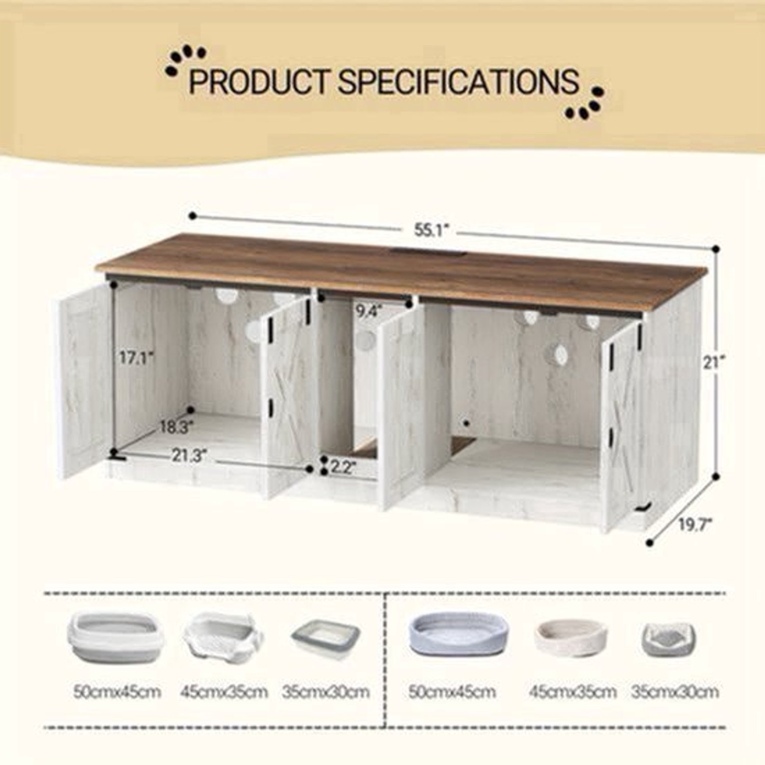 Kattenbakhuis – Kattenbakmeubel – Kattenbakkast – Kattenhuis – Kattenbench – Privacy En Geurvermindering – Gelamineerd Hout 140x50x53 cm