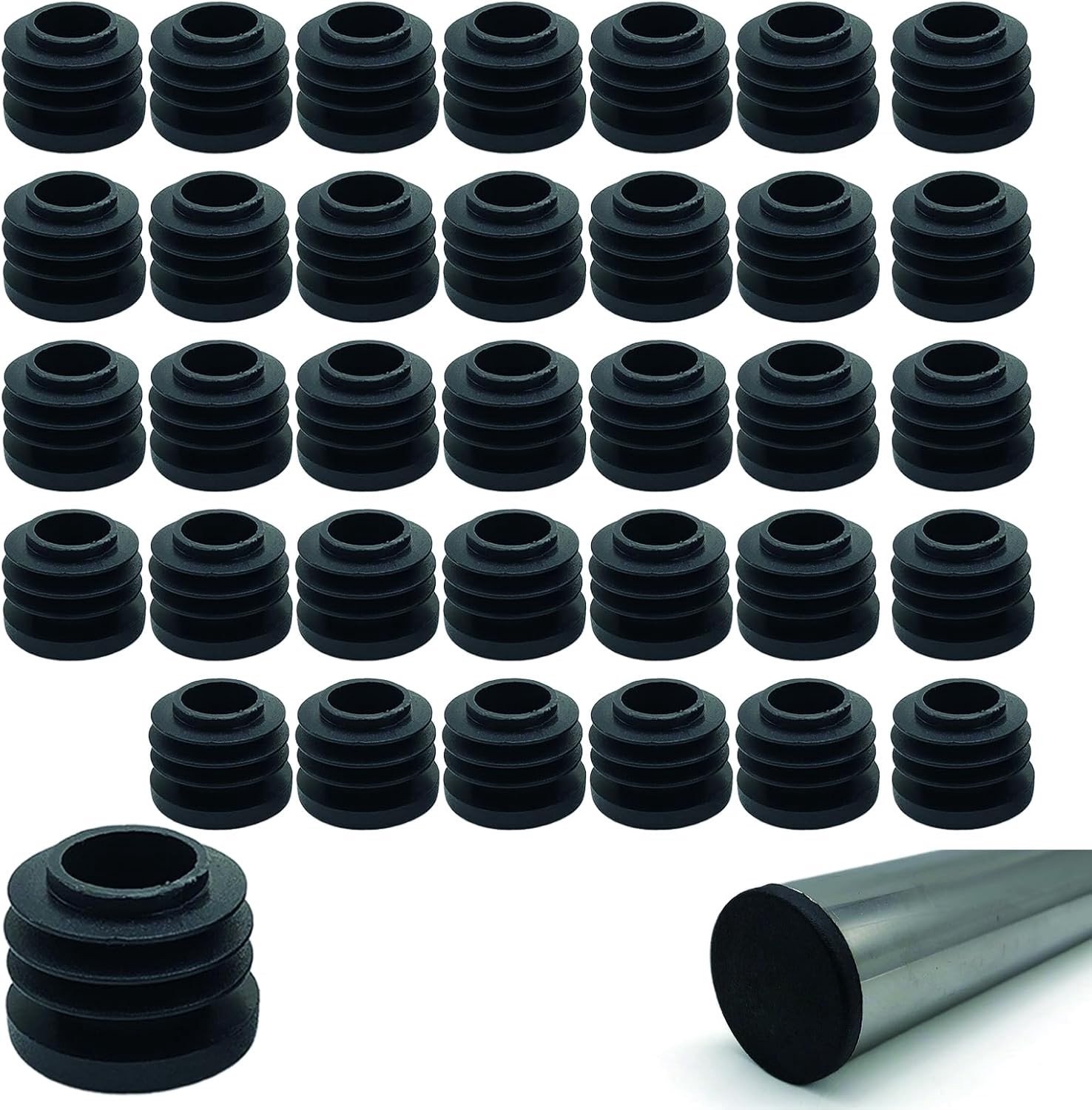 40 Stuks Ronde Zwarte Tube Stops van Hoogwaardige Kunststof - Beschermkappen voor Stoelen, Tafels en Planken met 20mm Buitendiameter