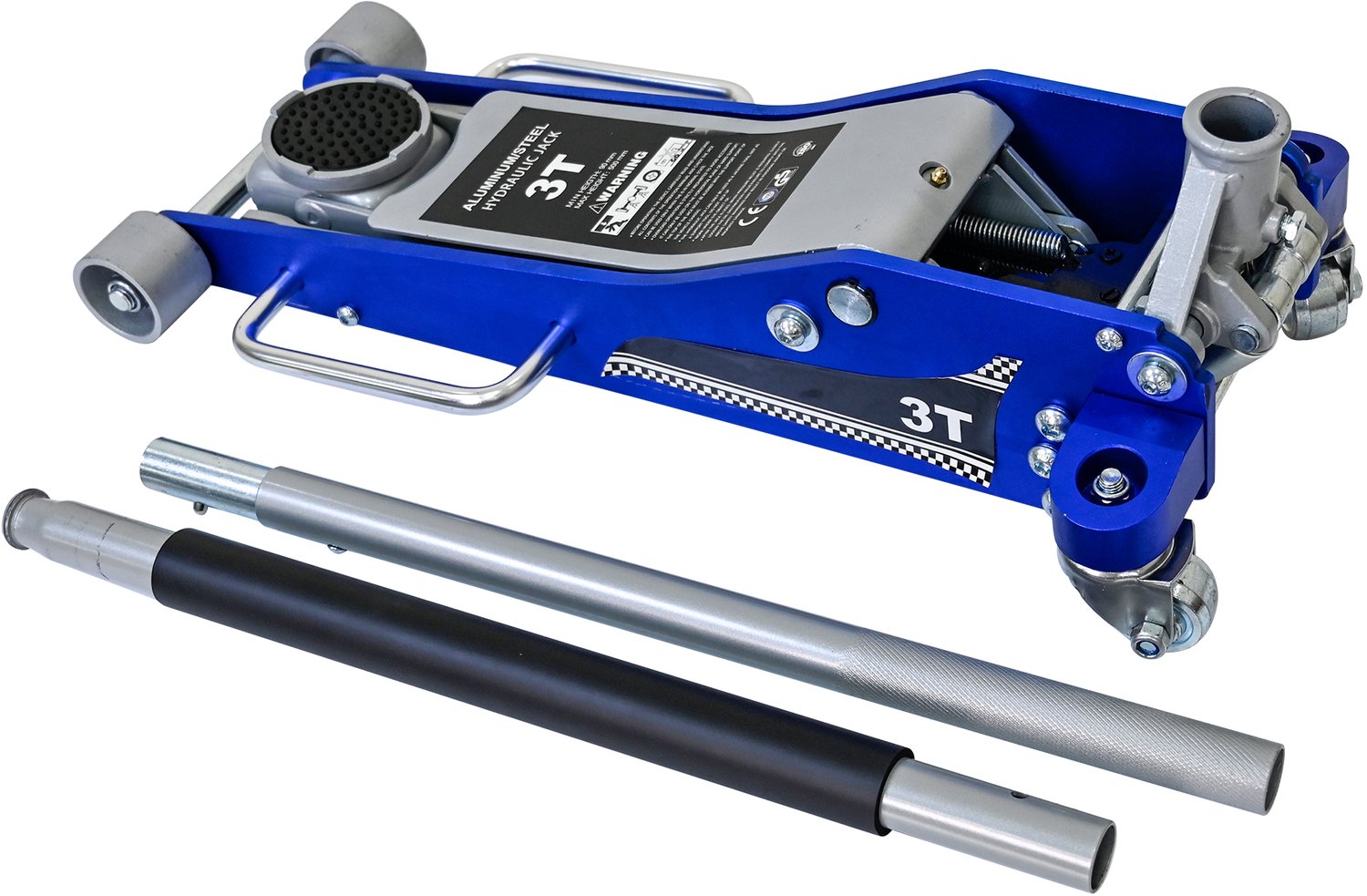 Hydraulische Garagekrik 3 Ton - Hefbereik 10,9 Tot 50,8 cm - Dubbelpompsysteem En Zwenkwielen - Voor SUV En Lichte Vrachtwagens