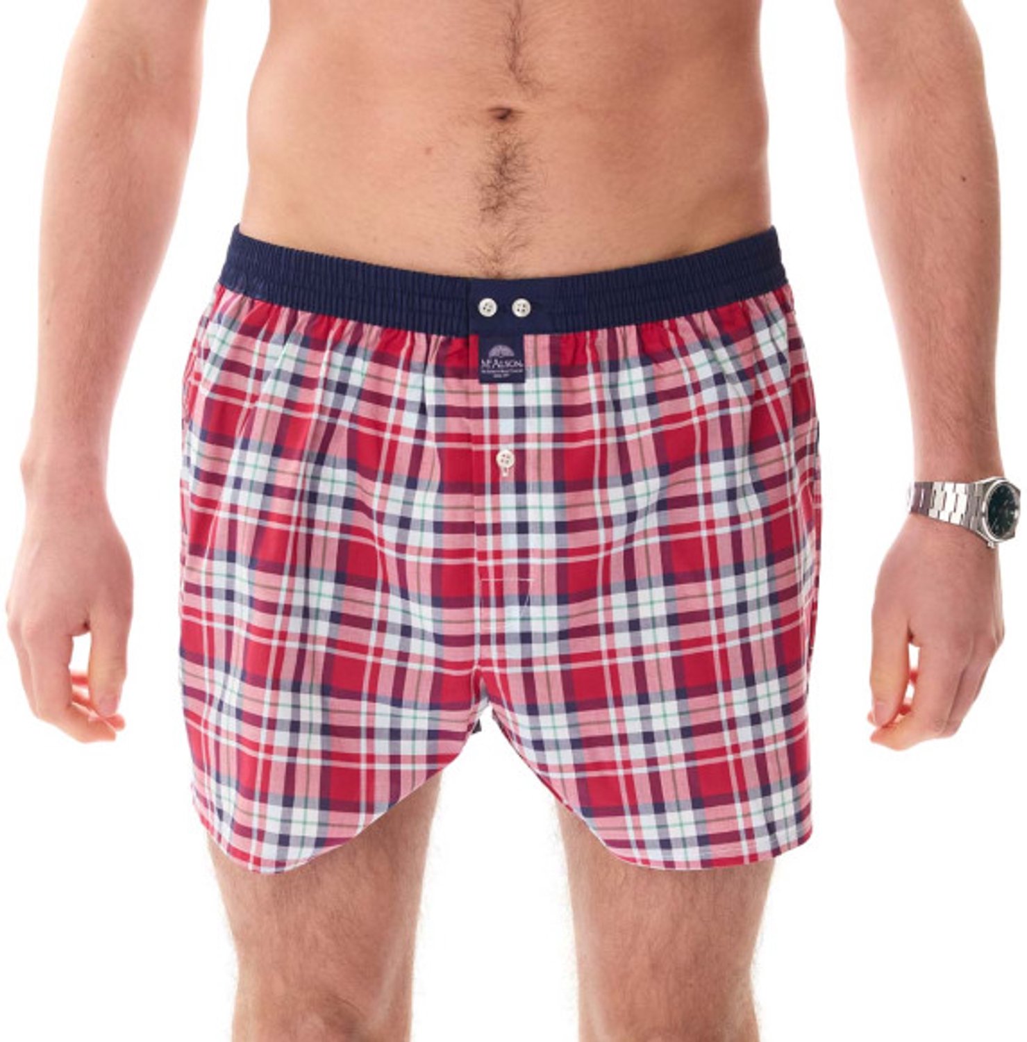 McAlson Heren Boxershort Madras Rood & Marineblauw Rood L