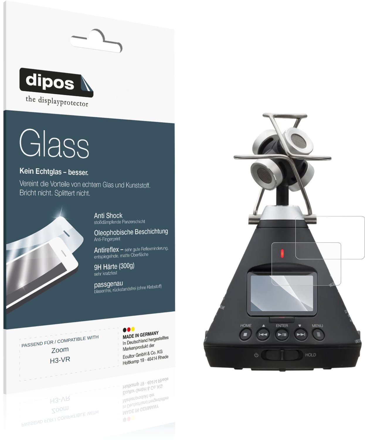 dipos – 2x Matte Pantserfolie geschikt voor Zoom H3-VR | 9H Screenprotector