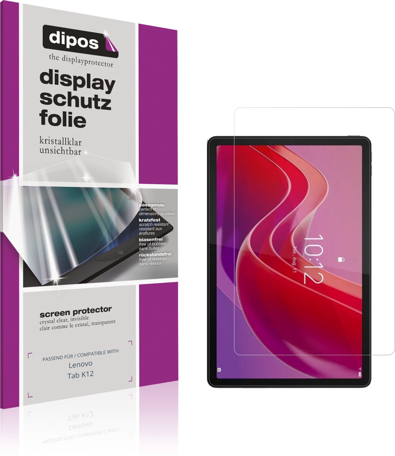 dipos – 2x Beschermfolie geschikt voor Lenovo Tab K12 | Krasbestendige & heldere Screenprotector Ultra-Thin