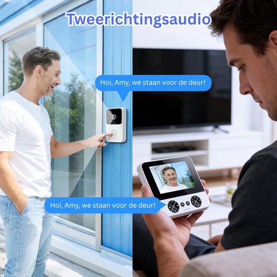 DailySupplies® Videodeurbel met Camera - Intercom Systeem - Veiligheid Thuis -Wit — afbeelding 4
