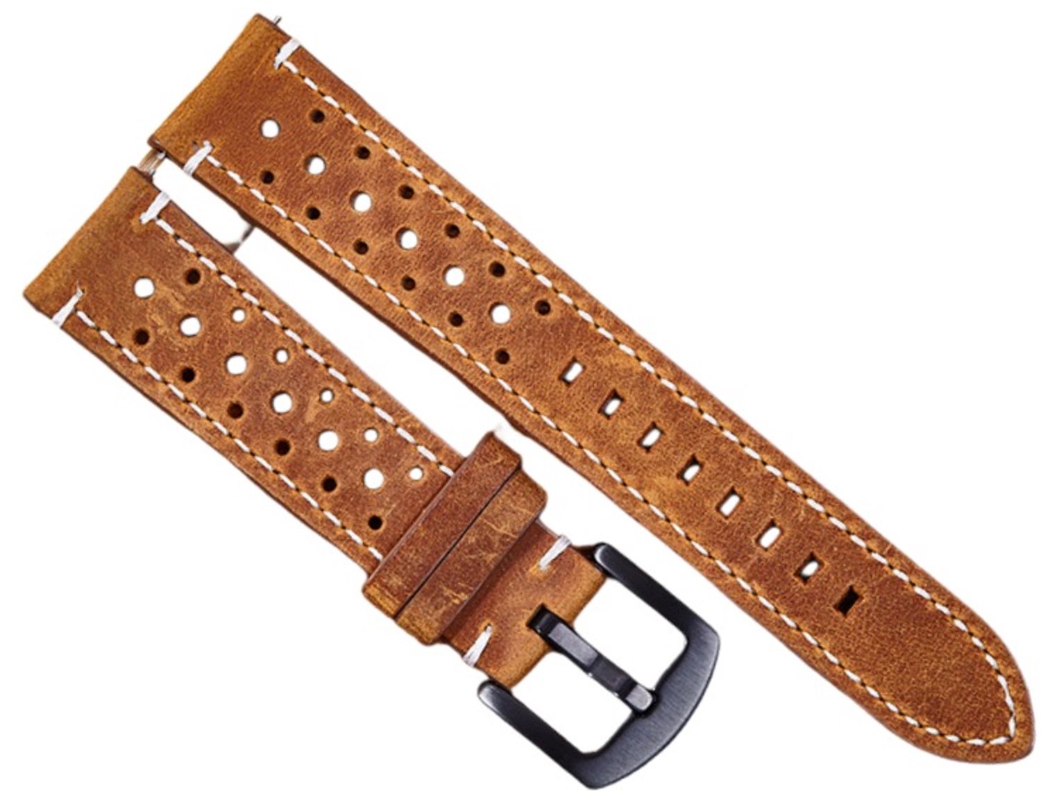 Vintage Crazy Horse Lederen Universele Smartwatch Band - Snelontgrendeling, Ademend