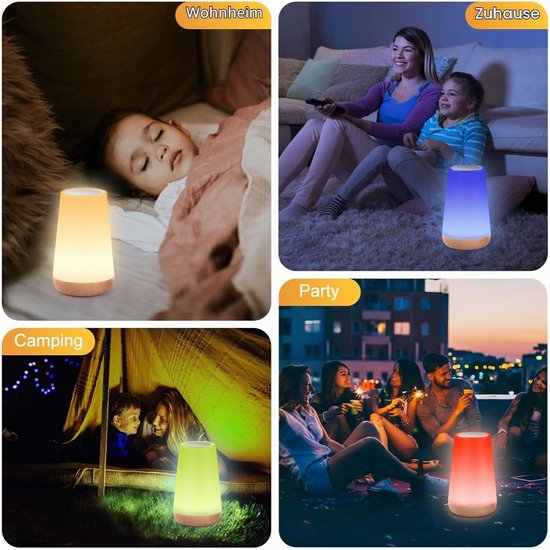 2 stuks - Tafellamp slaapkamer - USB oplaadbaar Nachtlampje Kinderen - Leeslamp - Wake-up Light - Sfeerlamp - LED verlichting - Bedlamp voor Baby, Kinderen & Volwassenen - Met afstandsbediening van Autrucker — afbeelding 3