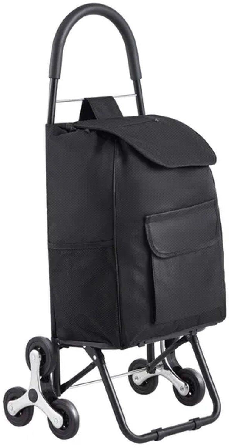 Opvouwbare trappenklimmer- boodschappenwagen -met 36 liter Oxford-stoffen tas- 6 wielen voor gemakkelijk traplopen-sterke stair climber trolley dolly-geschikt voor boodschappen-wasgoed en dagelijkse spullen-zwart