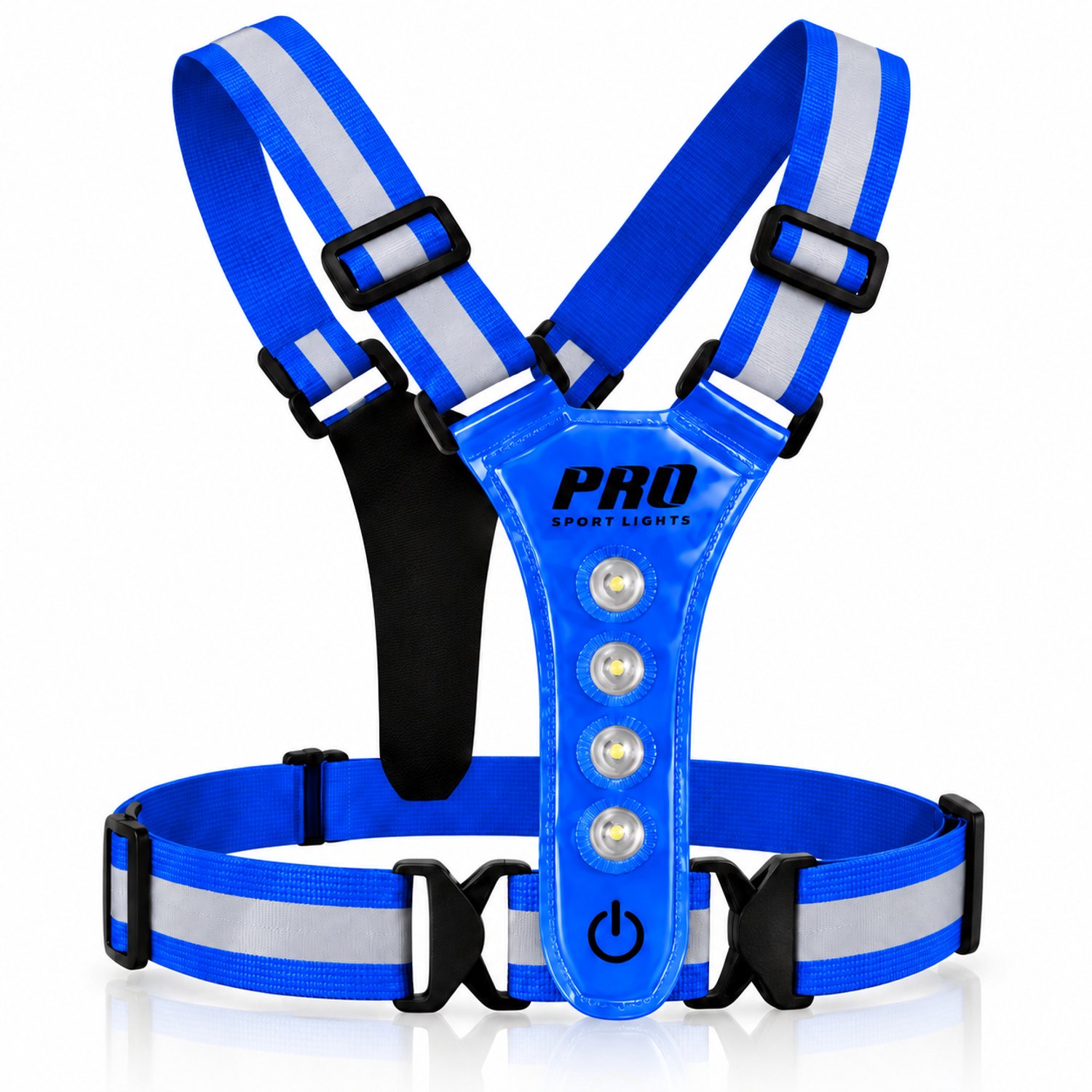 Hardloopvest Met Verlichting en Reflectoren LED Veiligheidsvest USB-C Oplaadbaar Fietsen One Size Blauw