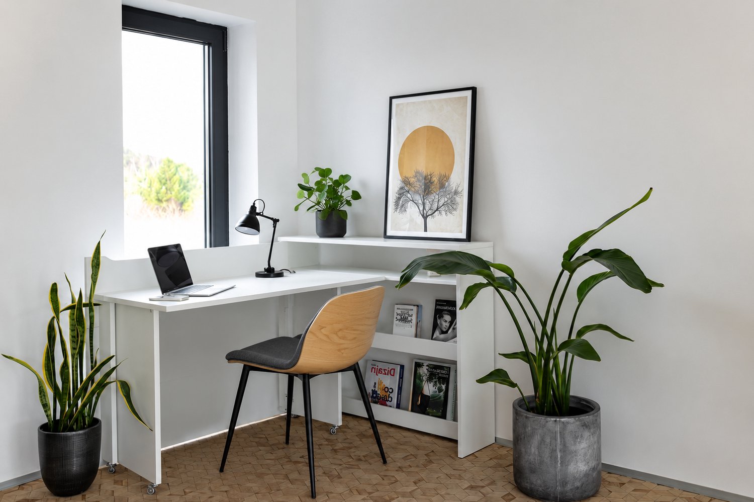 MEUBELLA Lenart Work Concept - Bureau rechts - Wit - 136x115x93 cm