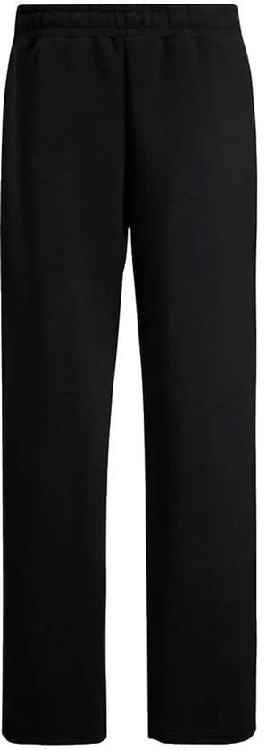 Zwarte joggingbroek met elastische boord, geïsoleerd op een witte achtergrond.