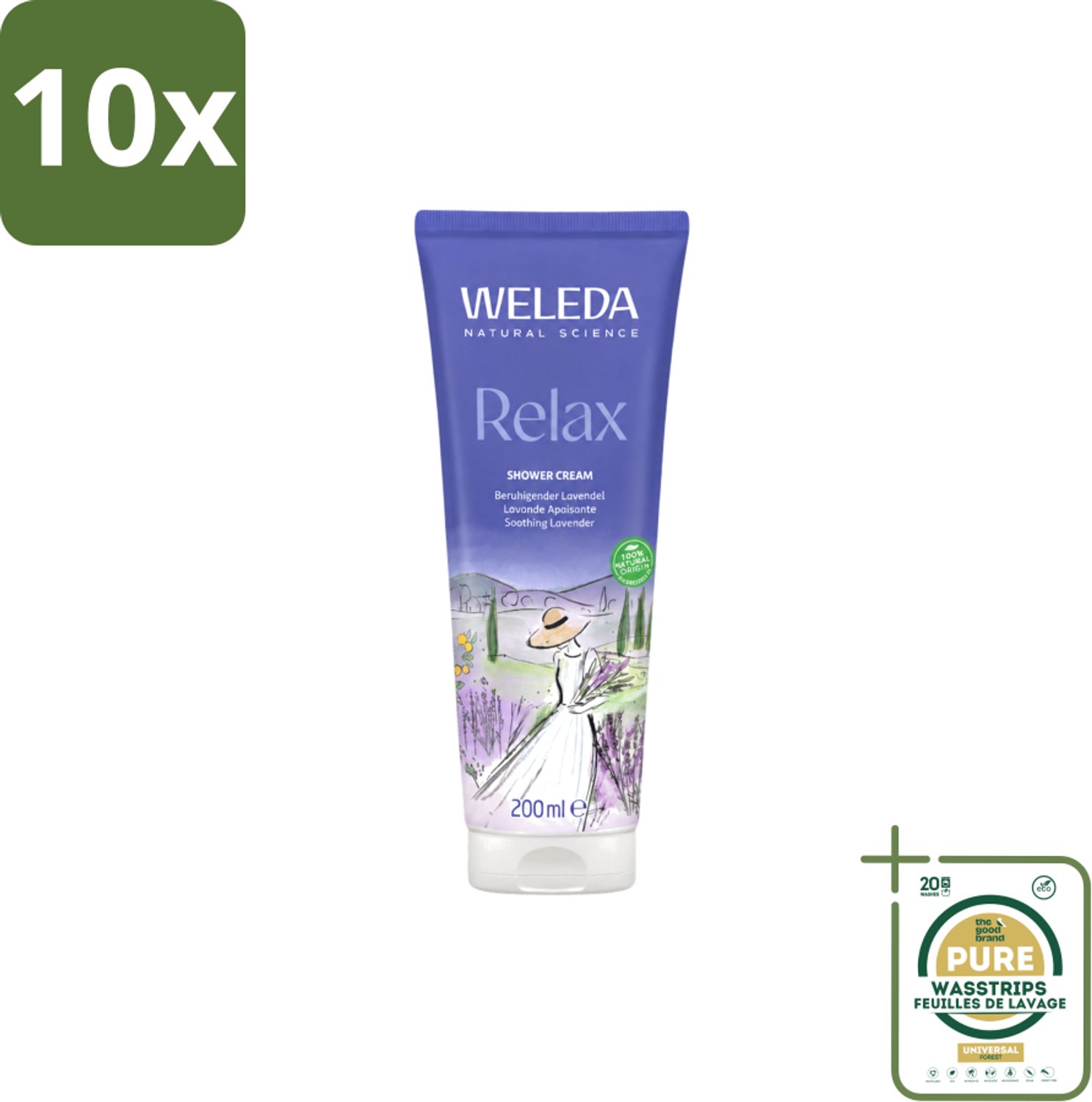 10 x WELEDA - Douchecrème Aroma Shower Relax - 200 ml - Wasstrips - Douchecrème - Ontspanning - Natuurlijke Geur - Aromatherapie - Huid Verzorging