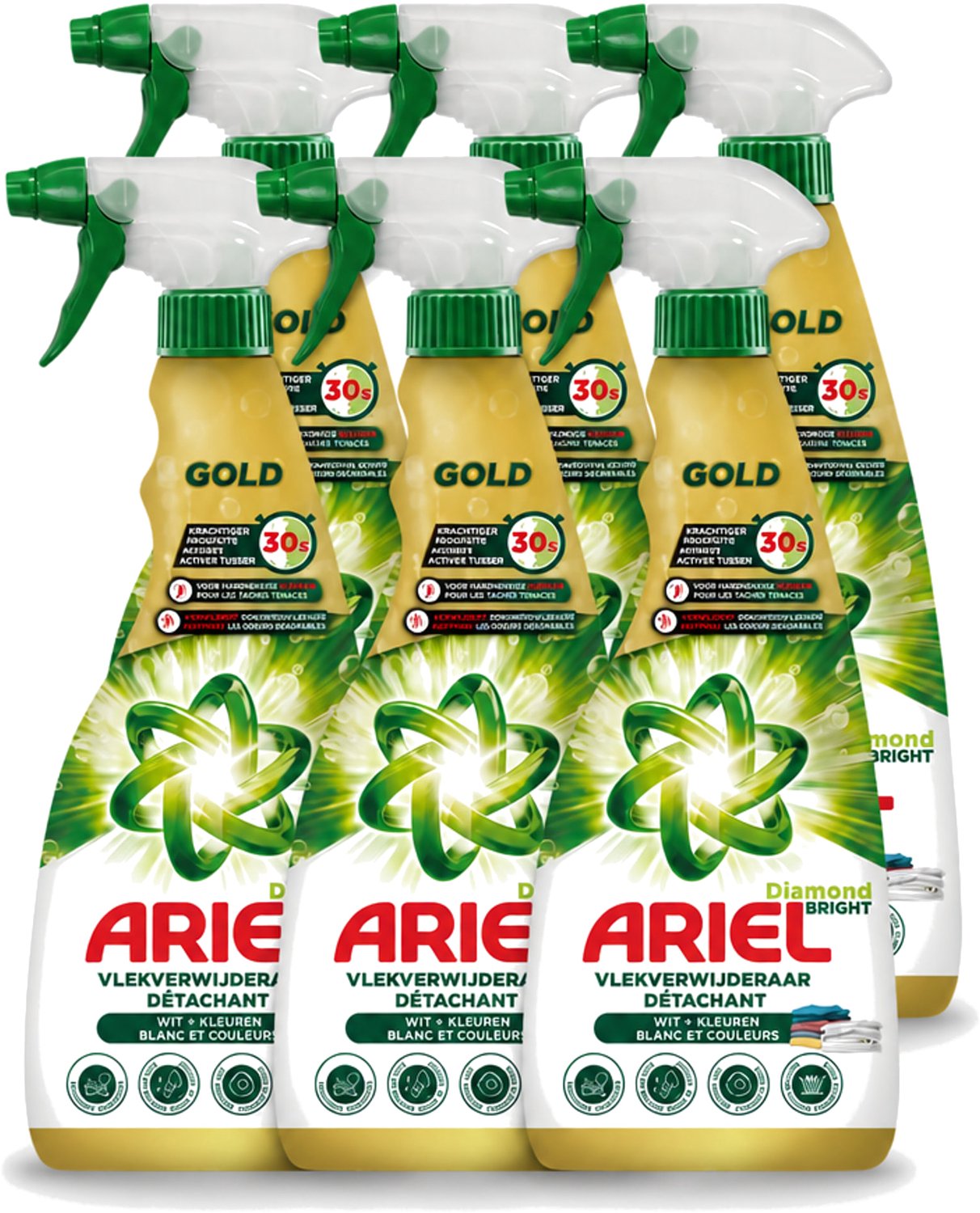 6 x Ariel - Vlekkenverwijderaar - Gold Spray - 750 ml - Voordeelverpakking - 6 stuks
