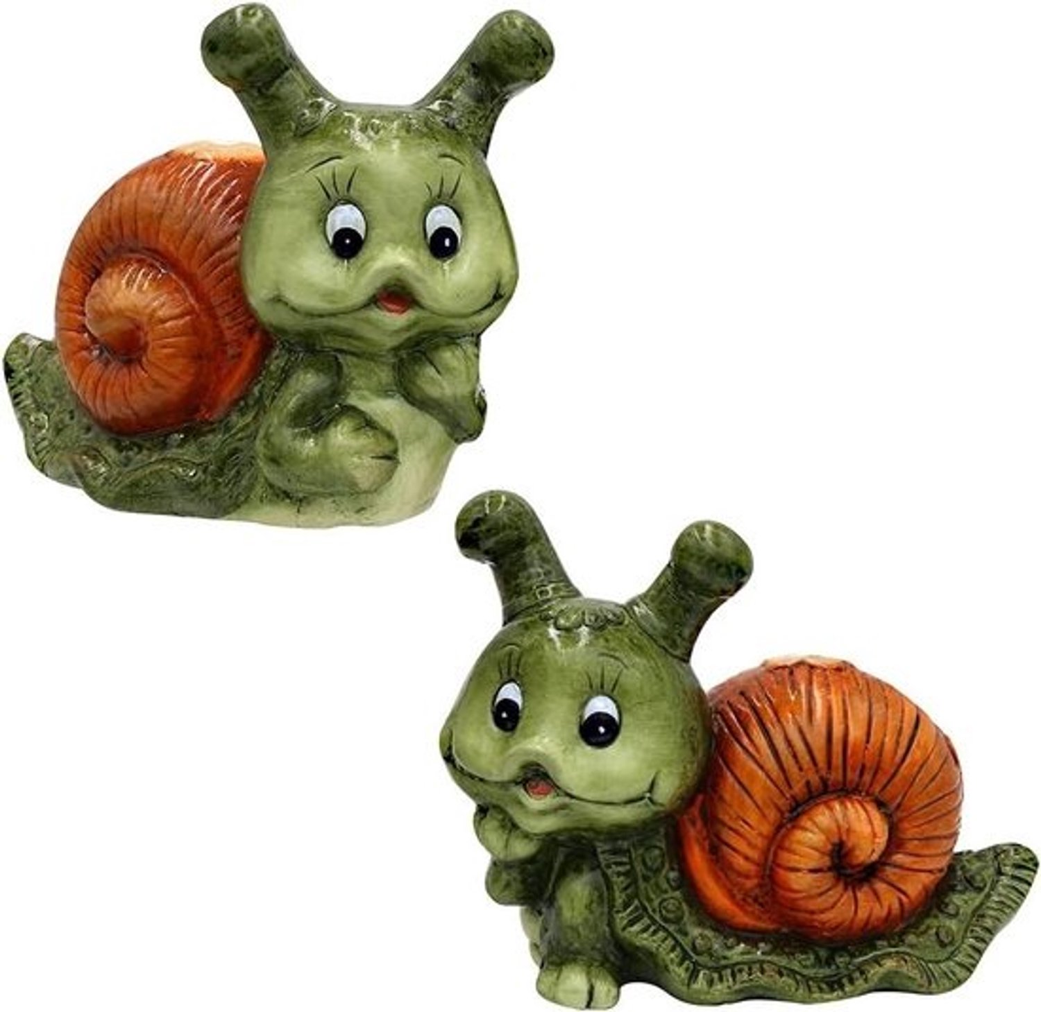Keramische slakken voor tuindecoratie, set van 2 - ca. 20 x 10 x 155 cm - groen Snail Protection
