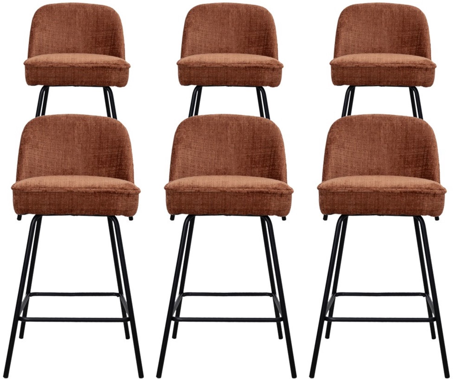 DS4U - - Vida barkruk 67 cm - Set van 6 - Roestbruin - Stof