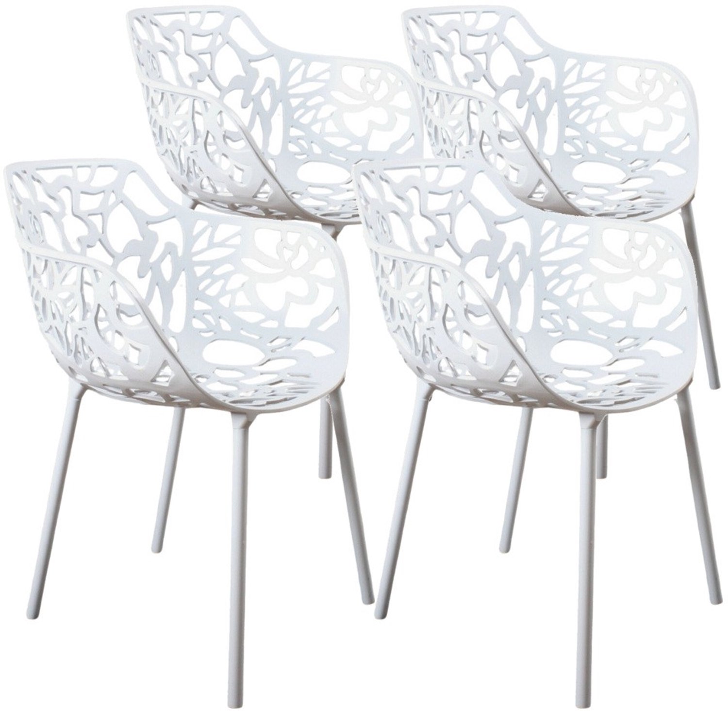 DS4U - - Cast eetkamerstoel - Set van 4 - Wit - Aluminium - Met armleuning