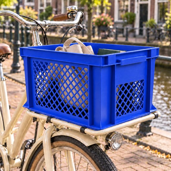 Dutch Standard Fietskrat - 40 x 30 x 22 cm - 26 Liter - Kunststof - Voor Transportrek - Steenblauw — afbeelding 4
