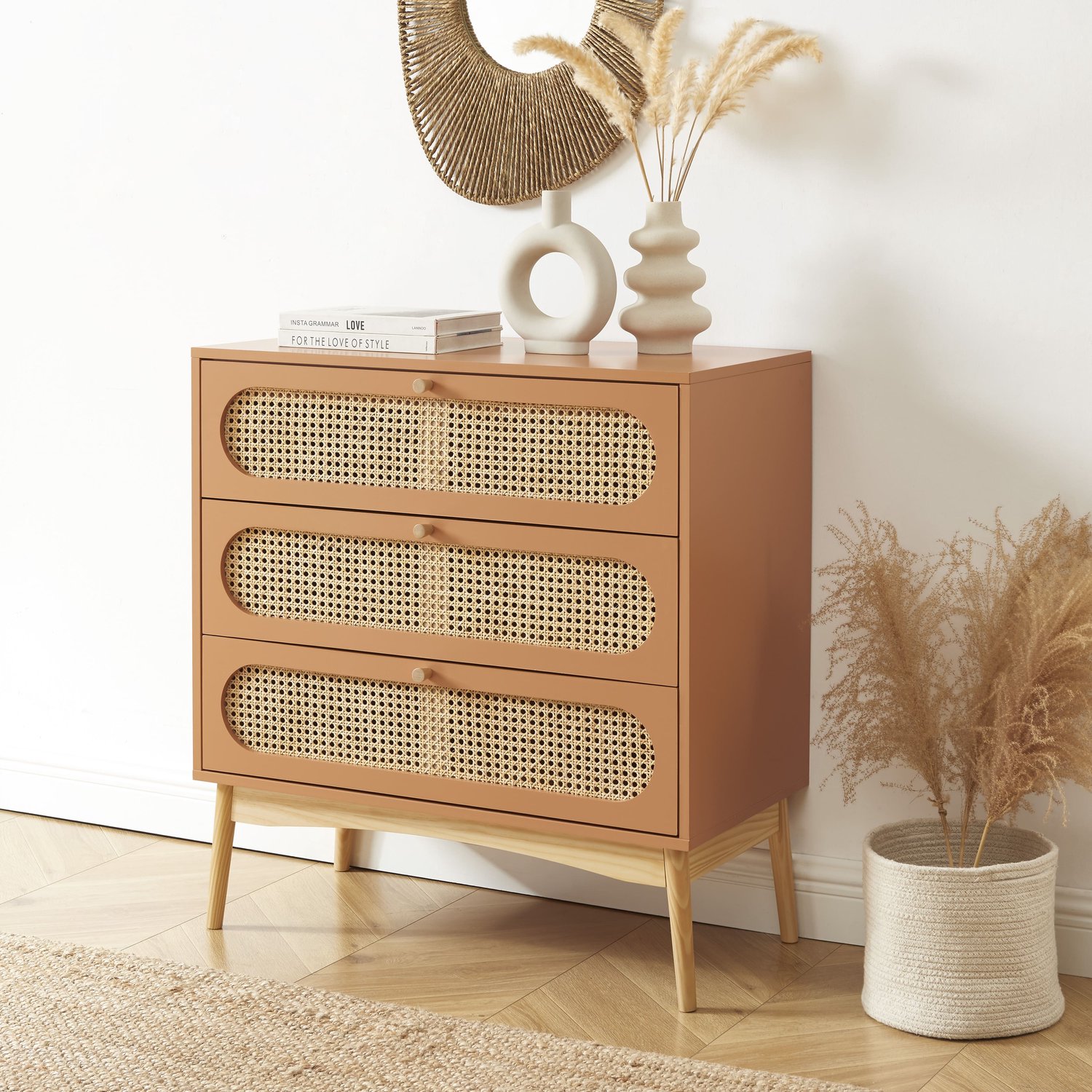 BAITA BAÏTA - SIXTINE - Ladekast - 3 lades - Rotan - Terracotta - 80 cm
