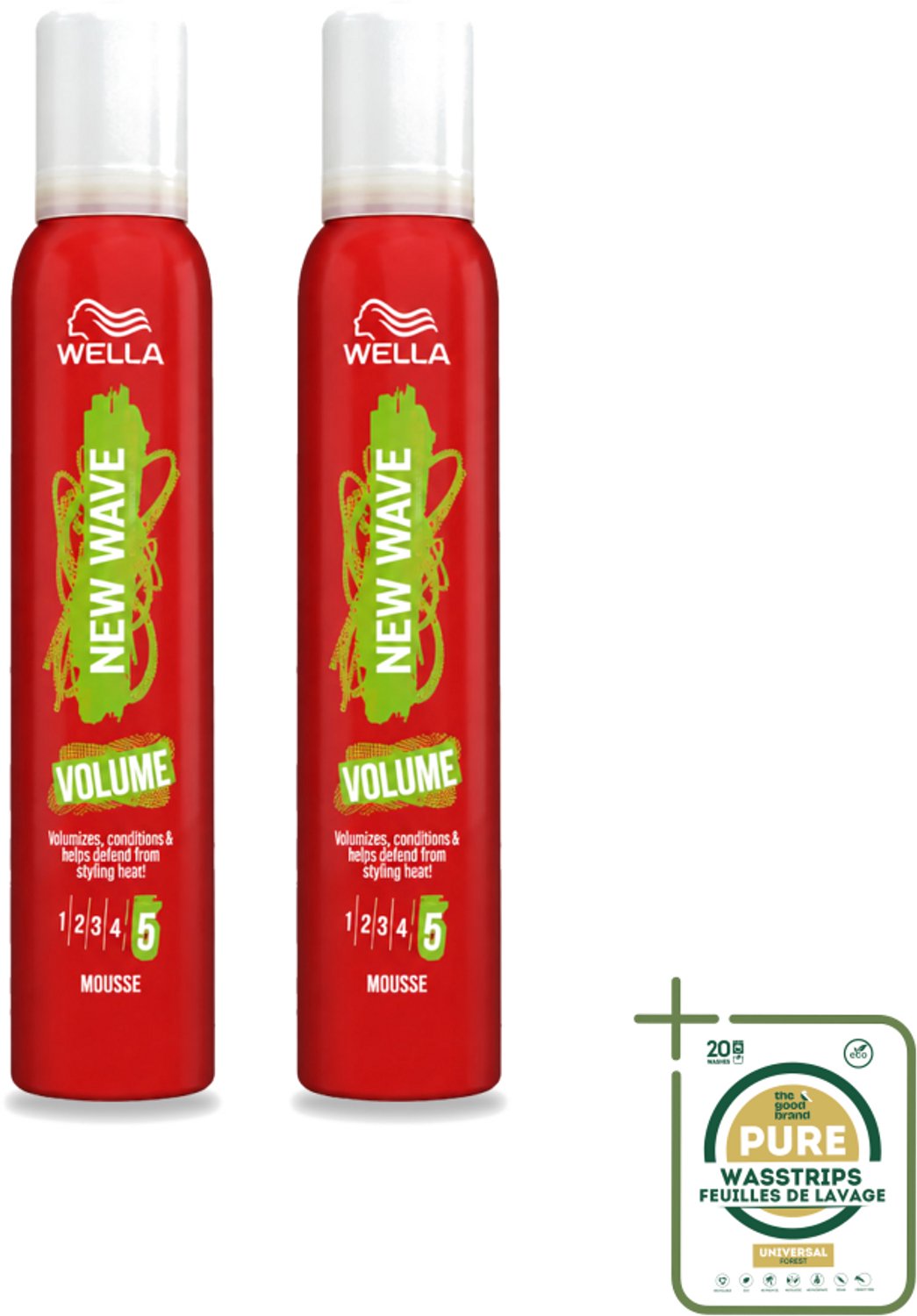 2 x Wella – New Wave Boost – Volumemousse – 200 ml - Wasstrips - Haarmousse - Volumemousse - Haarlift - Haarfixatie - UV Bescherming