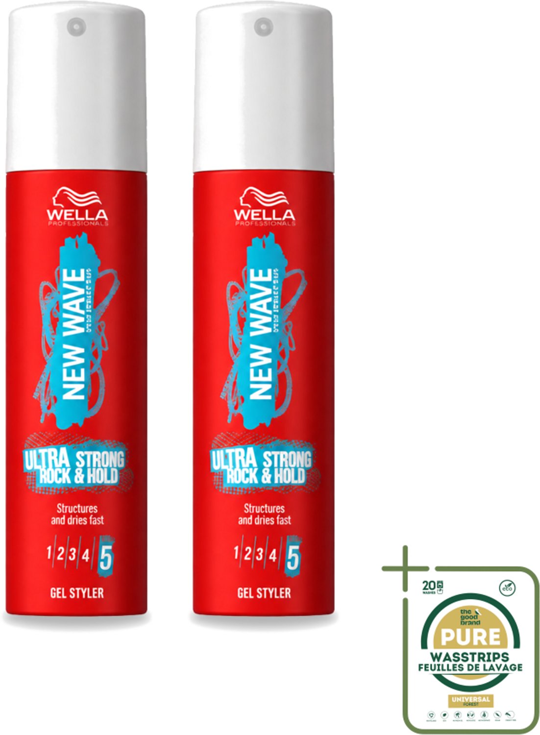 2 x Wella – New Wave Ultra Strong Rock & Hold – Haargel – 100 ml - Wasstrips - Haargel - Haar Fixatie - Haar Structuur - Haar Glans - Haar Stylen
