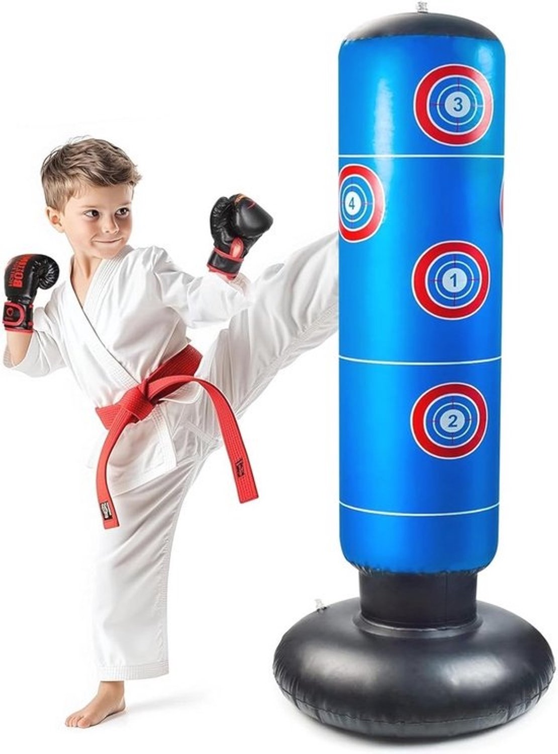 Opblaasbare bokszak voor kinderen - 160 cm - Voor karate, taekwondo en MMA