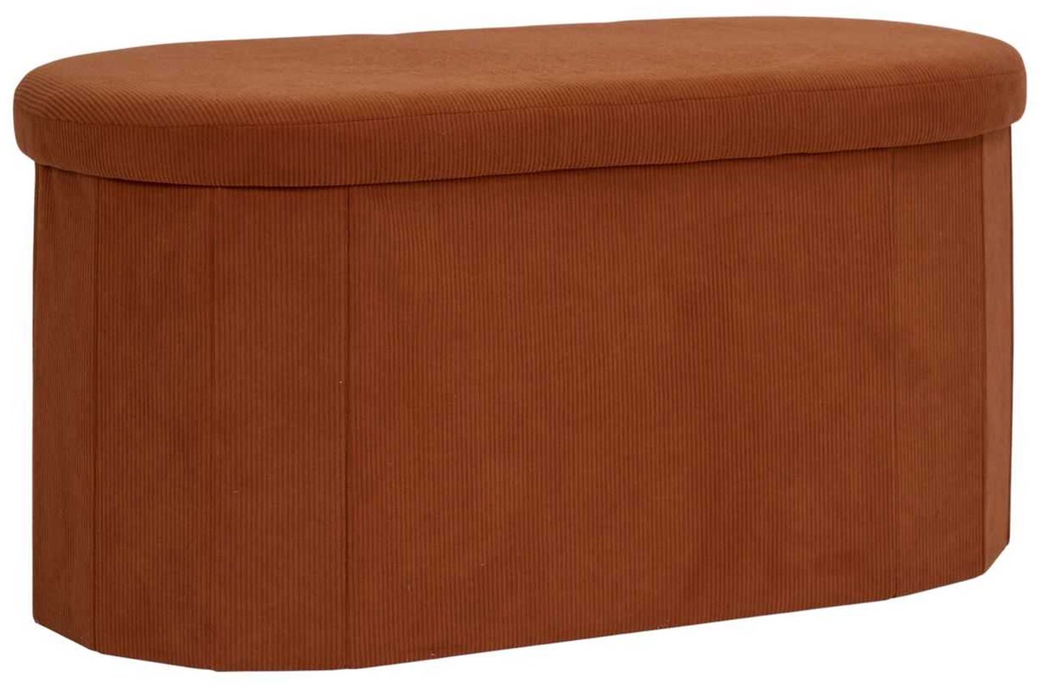 MISOU Poef - Opbergbox - Bankje - Speelgoedbox Opvouwbaar Met Deksel - Ribstof - Terracotta - JULES