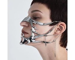 Metalen masker / Cyberpunk-stijl masker / Mechanisch gezichtsaccessoire / Verstelbaar gezichtsaccessoire