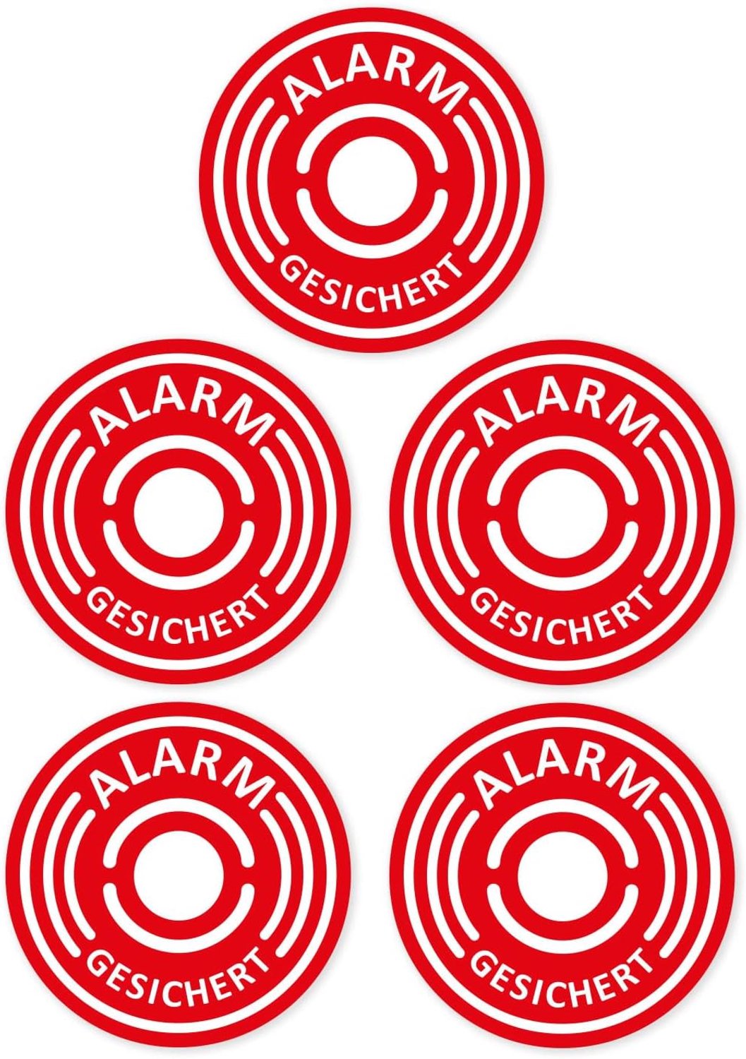Alarmstickers set 5 stuks - Rood rond - UV-bestendig - Duidelijke waarschuwing voor beveiligingssystemen - m-winkel