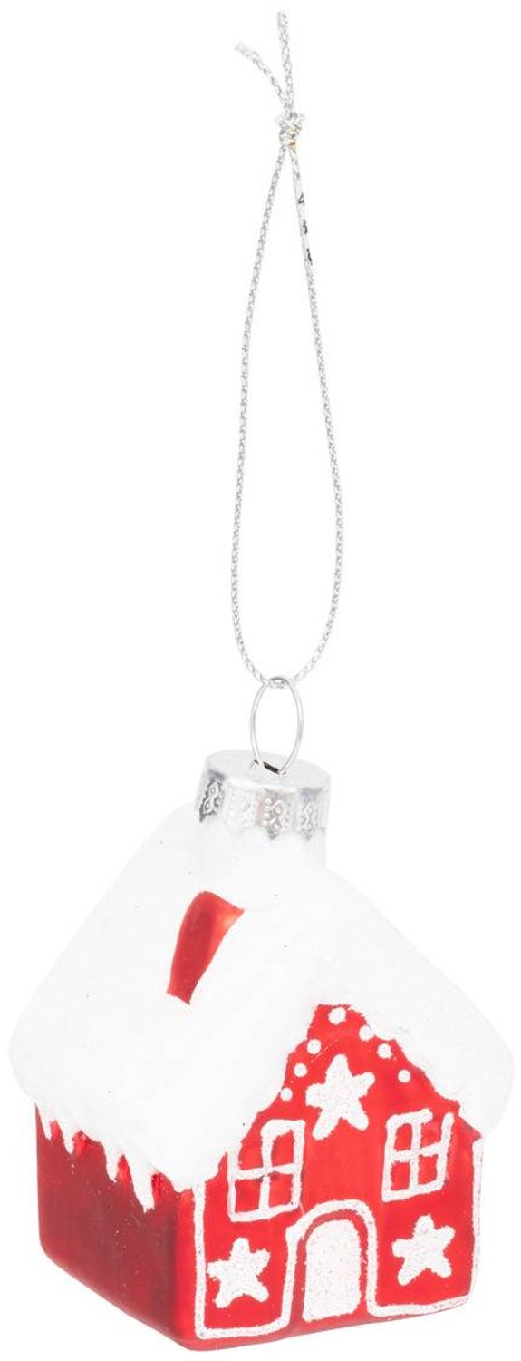Huisje H7 cm rood en wit glas