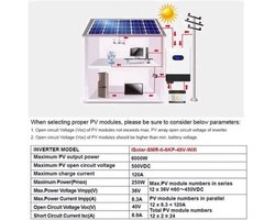 Hybride Zonne-energie Inverter – Zonne-inverter – Solar Omvormer – Grid Tie Inverter – 48V 6KW 120A MPPT – WIFI Monitoring – Parallel Aansluitbaar