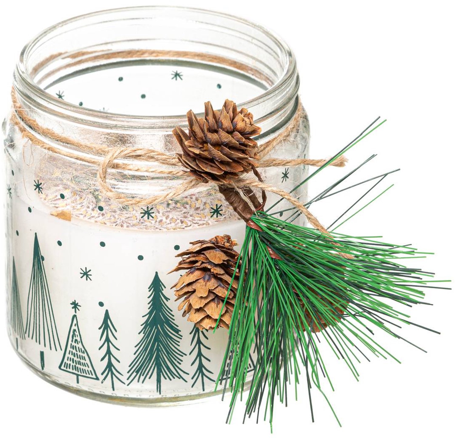 Feeric lights & Christmas Geurkaars 315 g met bedrukt glazen potje blanc