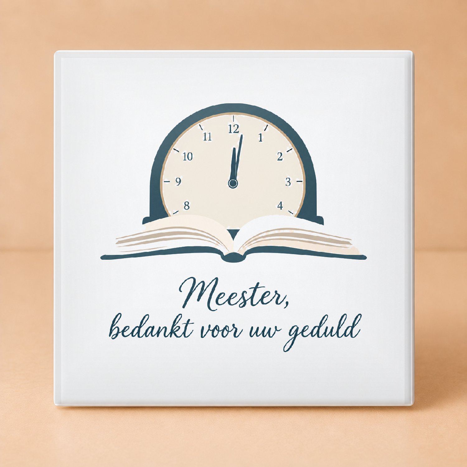 Bedruk King Vrolijke Nieuwjaarsstart met meester Tegel – Kleurrijke decoratie en dankbetuiging voor leraren - 11 x 11 cm Wit