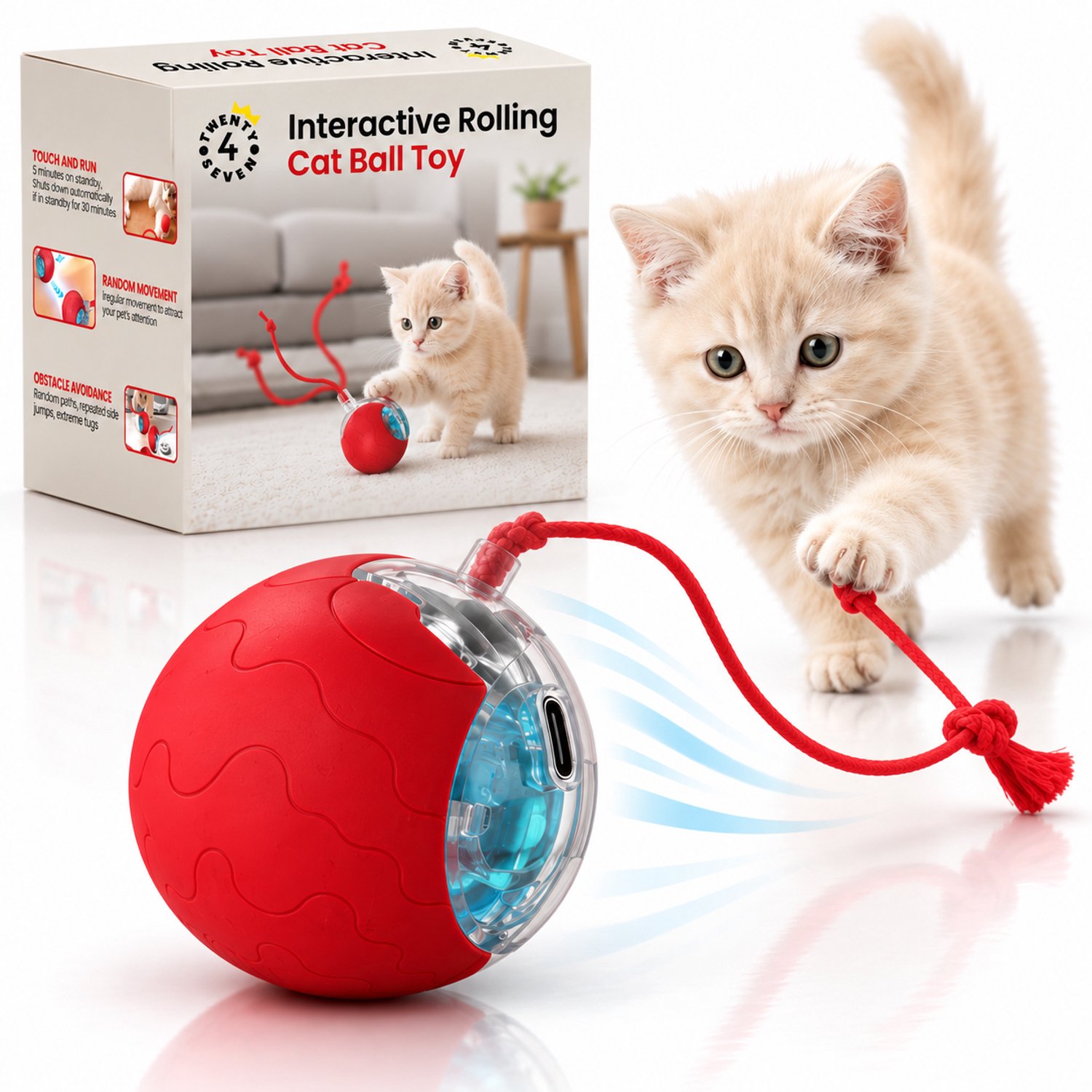 Twenty4seven® Interactieve Speelbal voor Kat - Kattenspeelgoed Bal - Kattenspeeltjes voor Kitten en Katten