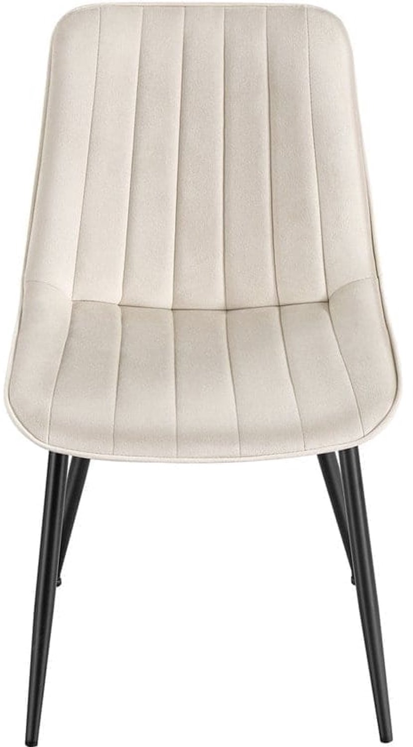 Klarven Eetkamerstoelen Set van 2 Beige-Zwart - Eetkamerstoel - Gevoerde Eetkamerstoel - Dining Chair - Gevoerde Zitting, Stevig Stalen Frame - Draagvermogen 120kg - 48x57x80 cm