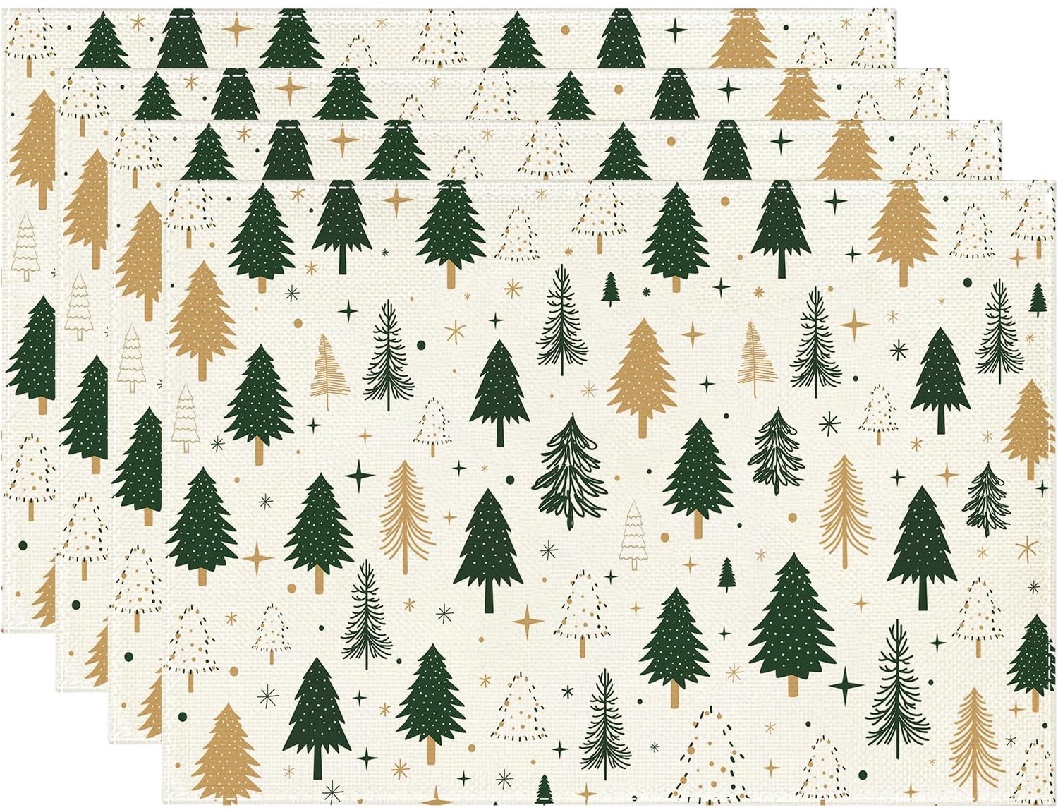 Kerst Placemats Set – 4-Delige Wasbare Tafelmatten van Linnen voor Winterse Tafeldecoratie en Feestdagen – 30x45 cm