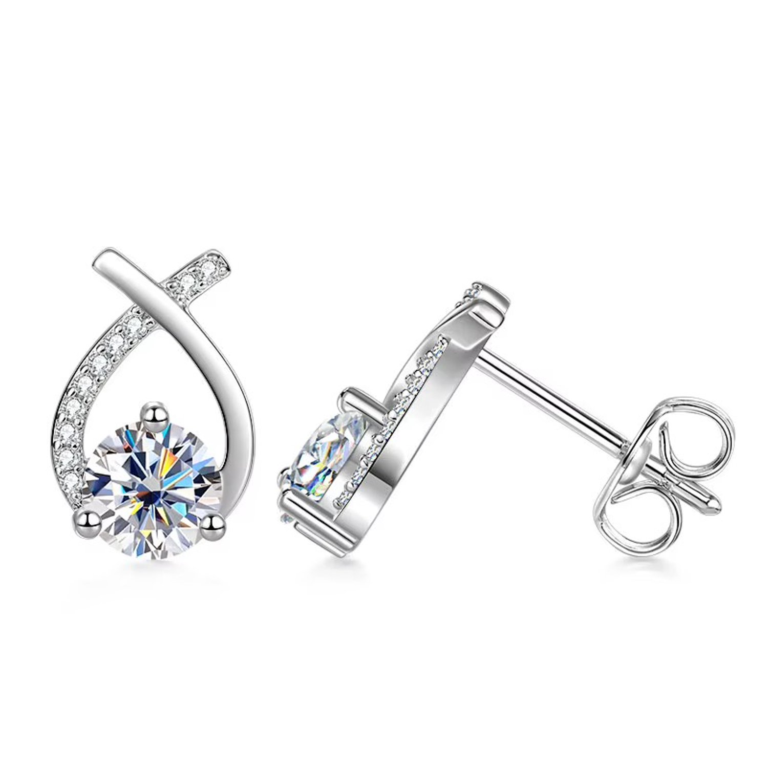 Selevie Oorbellen Witgoud Druppelvorm met Moissanite 1.ct