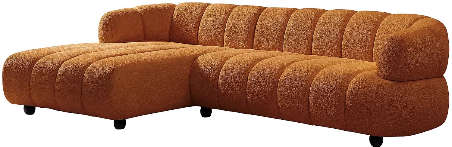 Vente-unique Hoekbank links in terracotta boucléstof - COLIANI