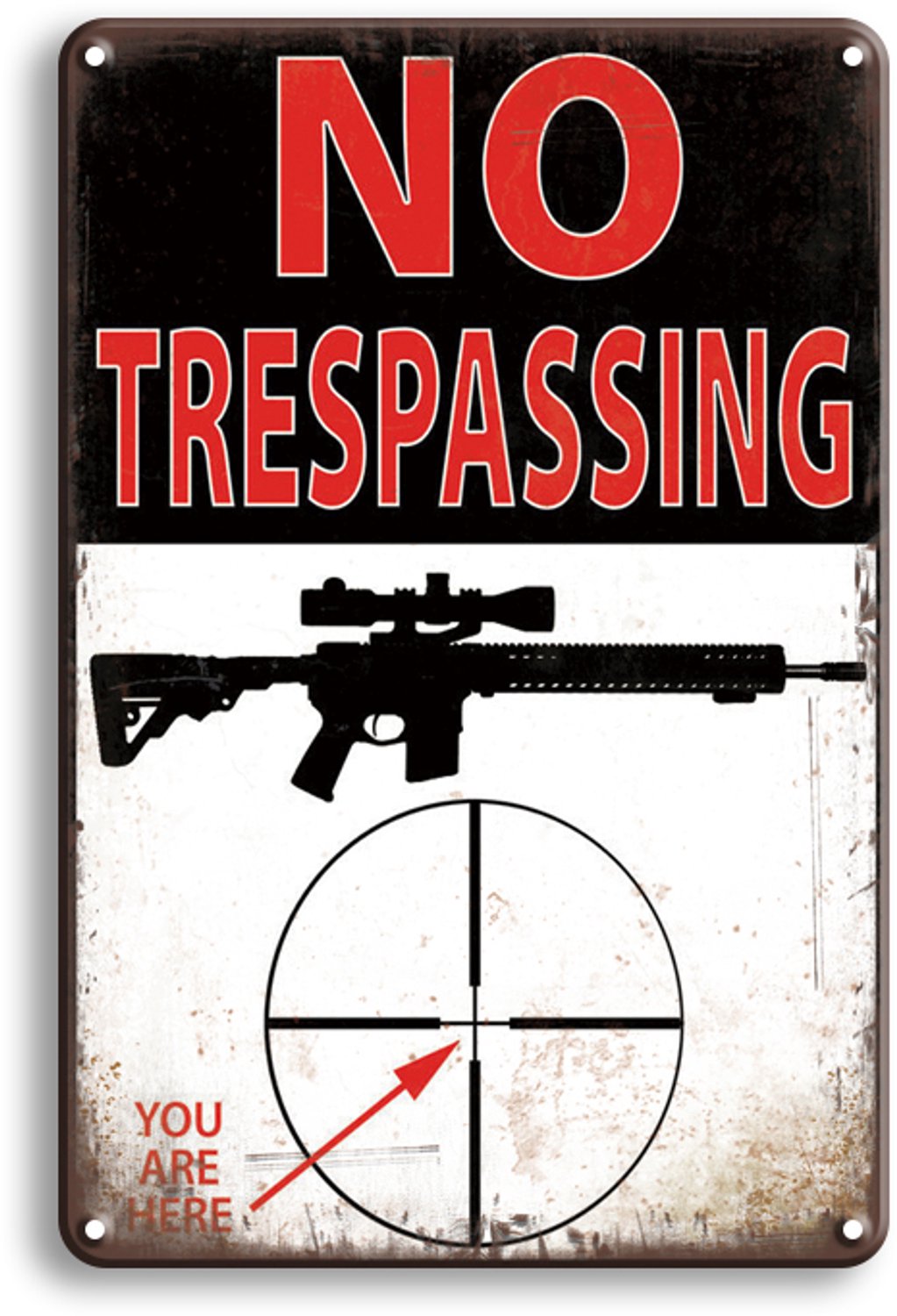 Warning No Trespassing - Metalen Wandbord 30x20cm – Waarschuwingsbord tekstbord – Mancave Garage – Vintage Retro Wanddecoratie