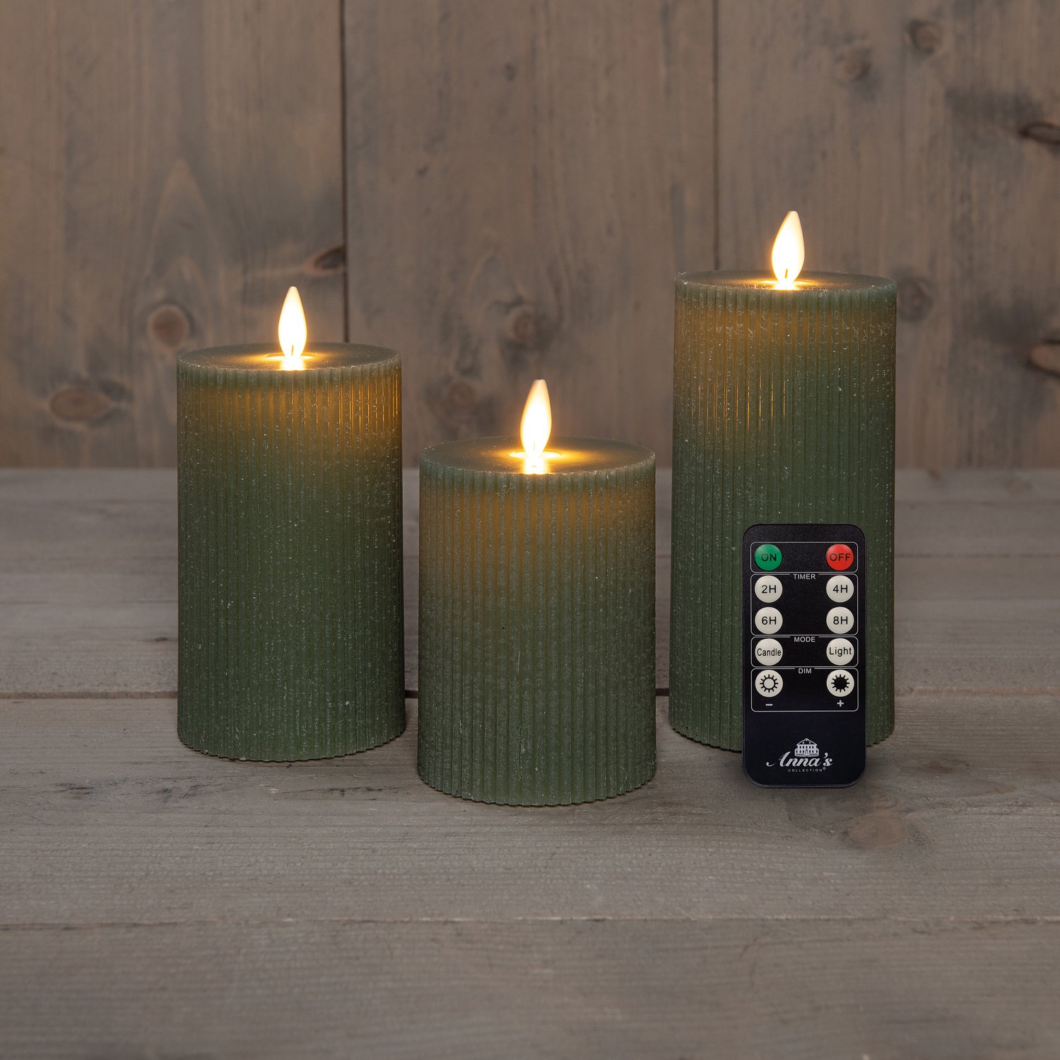 Anna's collection - Stompkaars ribbel wax led bewegende vlam met af...