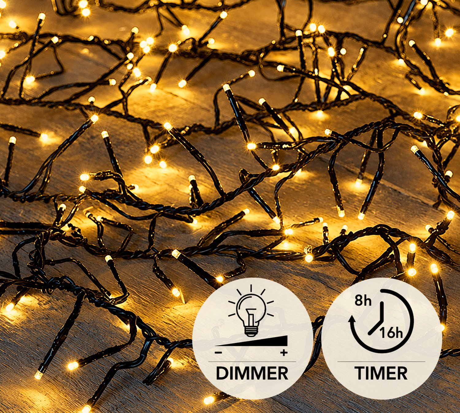 Anna's Collection treeclusterverlichting – 1536 LED, 20 m, licht goud