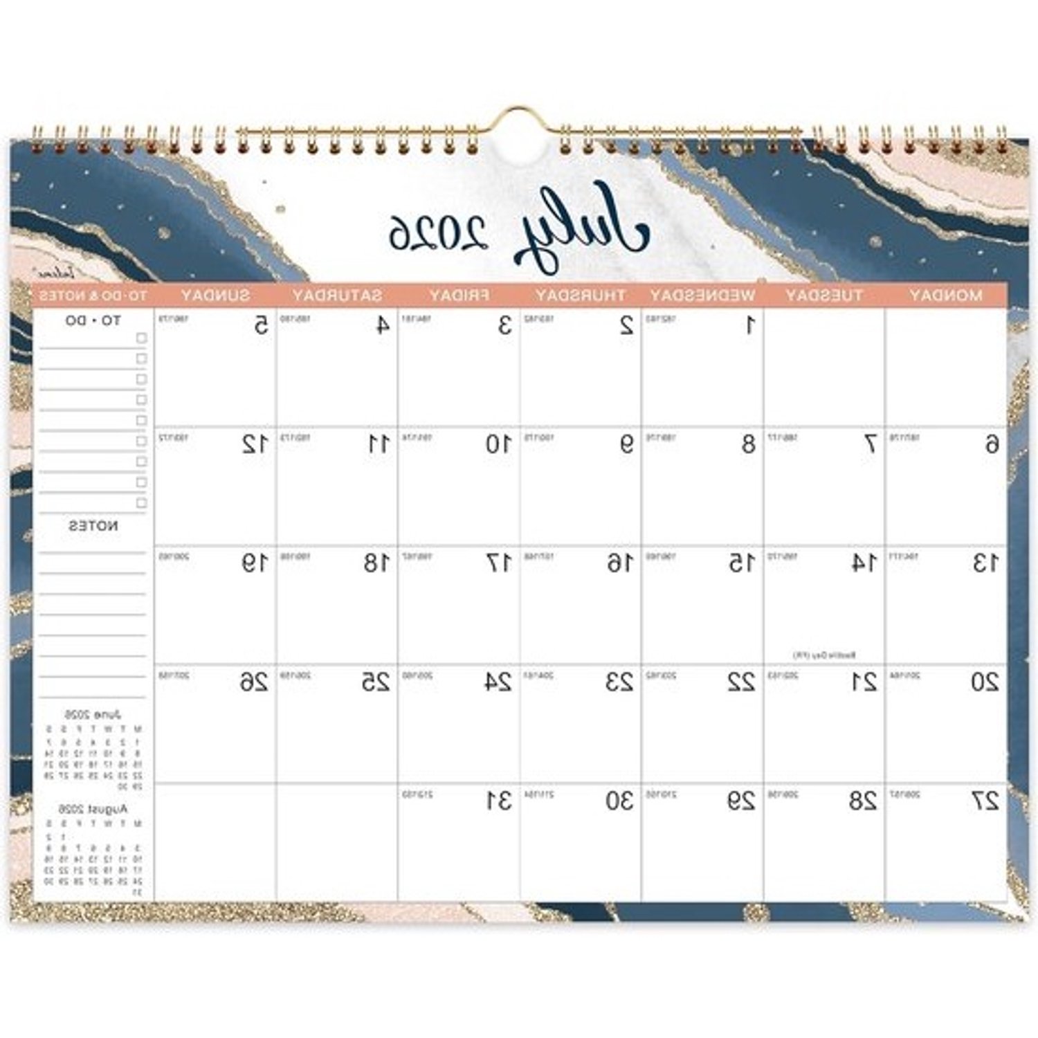 Wandkalender - Kalender 2025-2026 - Afspraken plannen - Overzicht van 18 maanden - 37.6 x 29 cm - Meerdere patronen