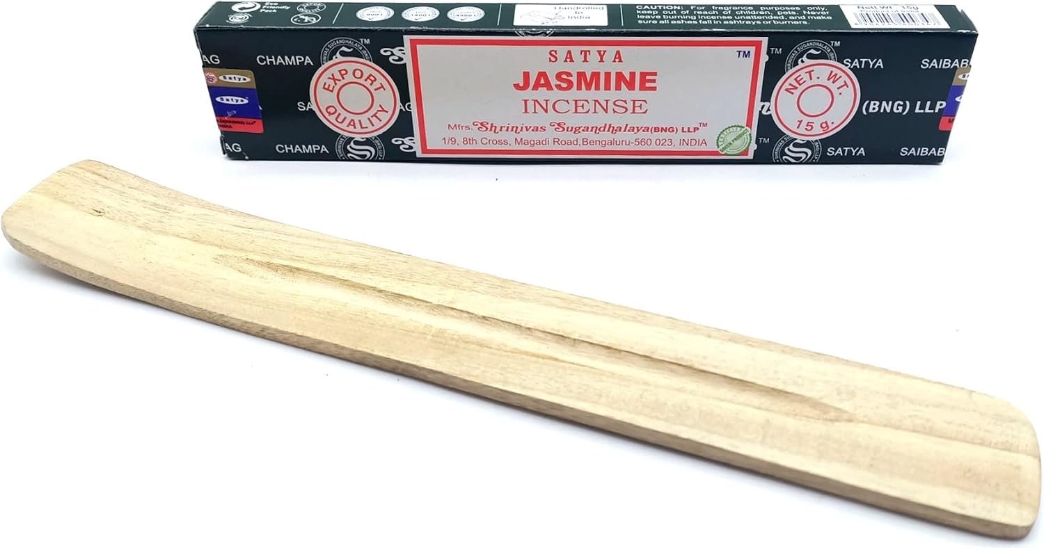 Wierookstokjes 25 cm - jasmijn - met houten houder - creëer een rustgevende sfeer - ServiceTopper