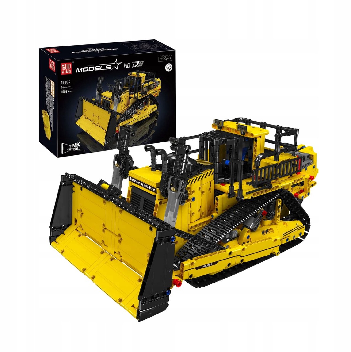 COIL Bouwstenen Bulldozer RC – 1585 Onderdelen – Afstandsbediening – Rupsbanden – Model 15084 - Bouwset 14+