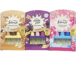 Ambi Pur / Febreze 3Volution SET - 3x Navulling - Winterse magie - Sugarplum Delight - Vanille