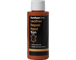 Leer reparatie Verf 2 in 1 Cognac 50ml | Furniture Clinic | Leather Repair Paint 2 in 1 Tan 50ml | Verf en Top Coat in 1 | Geschikt voor leren banken, leren autostoelen, schoenen, handtassen | Paint and Top Coat in 1 | Leder Verf |